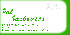 pal vaskovits business card